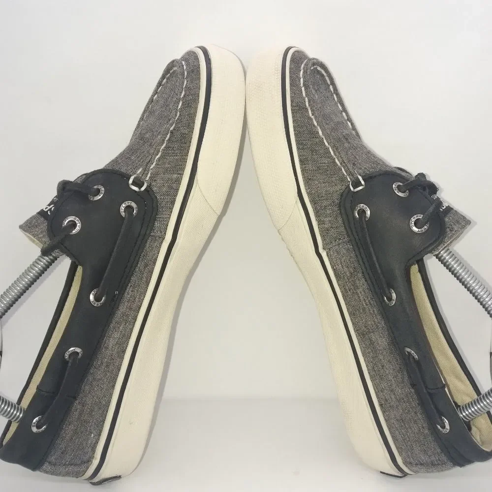 Sperry Top Sider Bahama 2 Leather Collar Boat Shoes Men's Size 9 M Black, White‎ - Picture 5 of 8